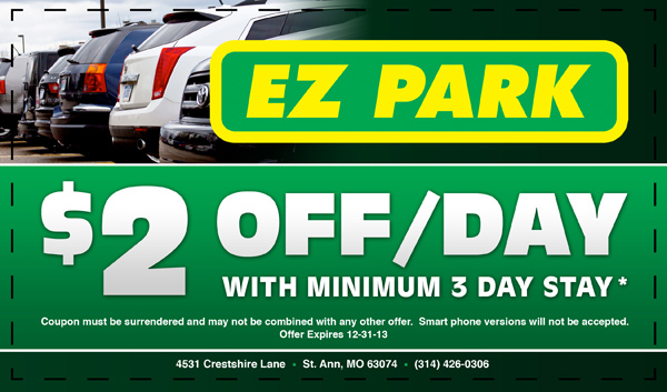 Money-Saving EZ Park Coupons - $2 Off St Louis Airport Parking at EZ Park St Louis Money-Saving EZ Park Coupons - $2 Off St Louis Airport Parking at EZ Park St Louis